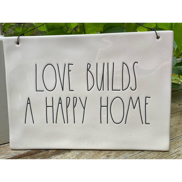 Rae Dunn Wall Decor Rae Dunn Love Builds A Happy Home White Ceramic Hanging Sign Artisan